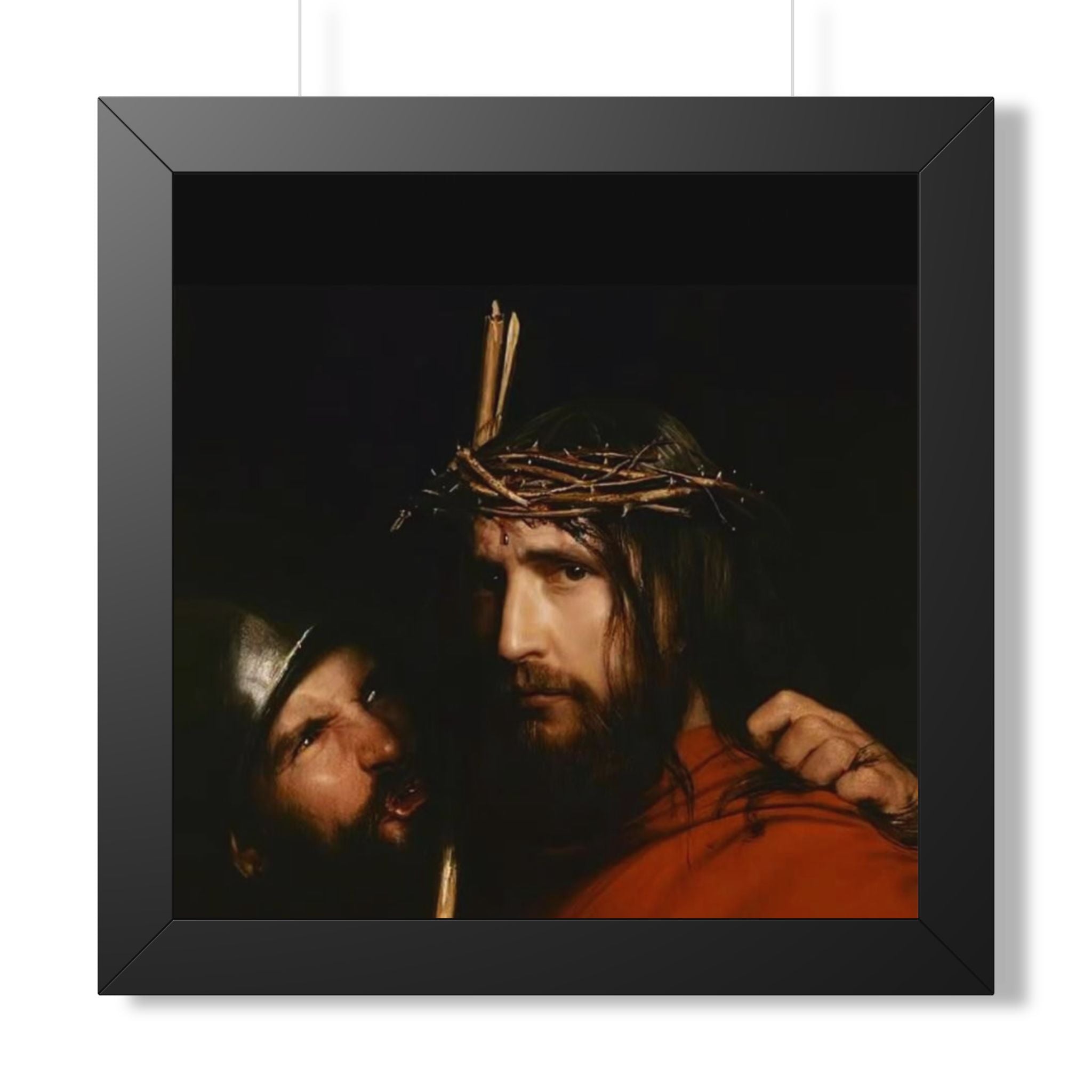 Framed Vertical Poster — Jesus with Crown of Thorns Religious Wall Art
