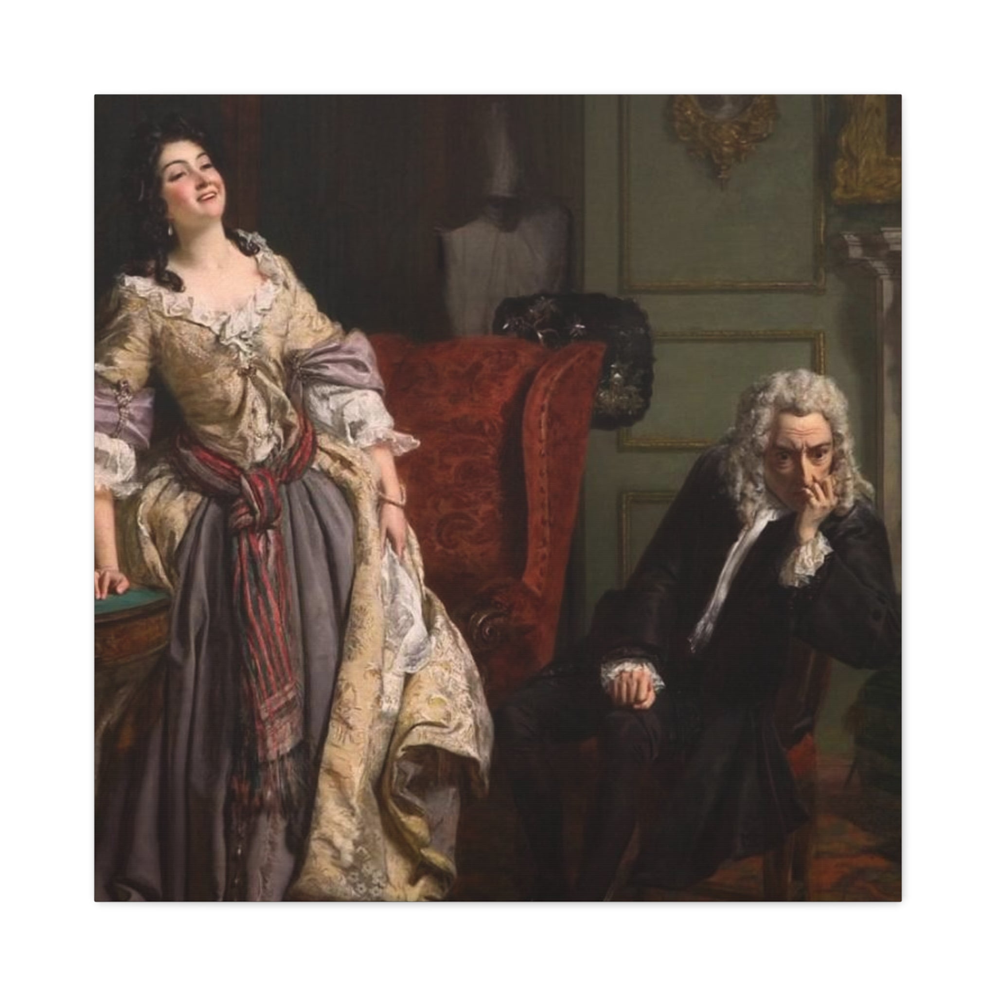 Stretched Matte Canvas Print — Romantic 18th-Century Salon Painting