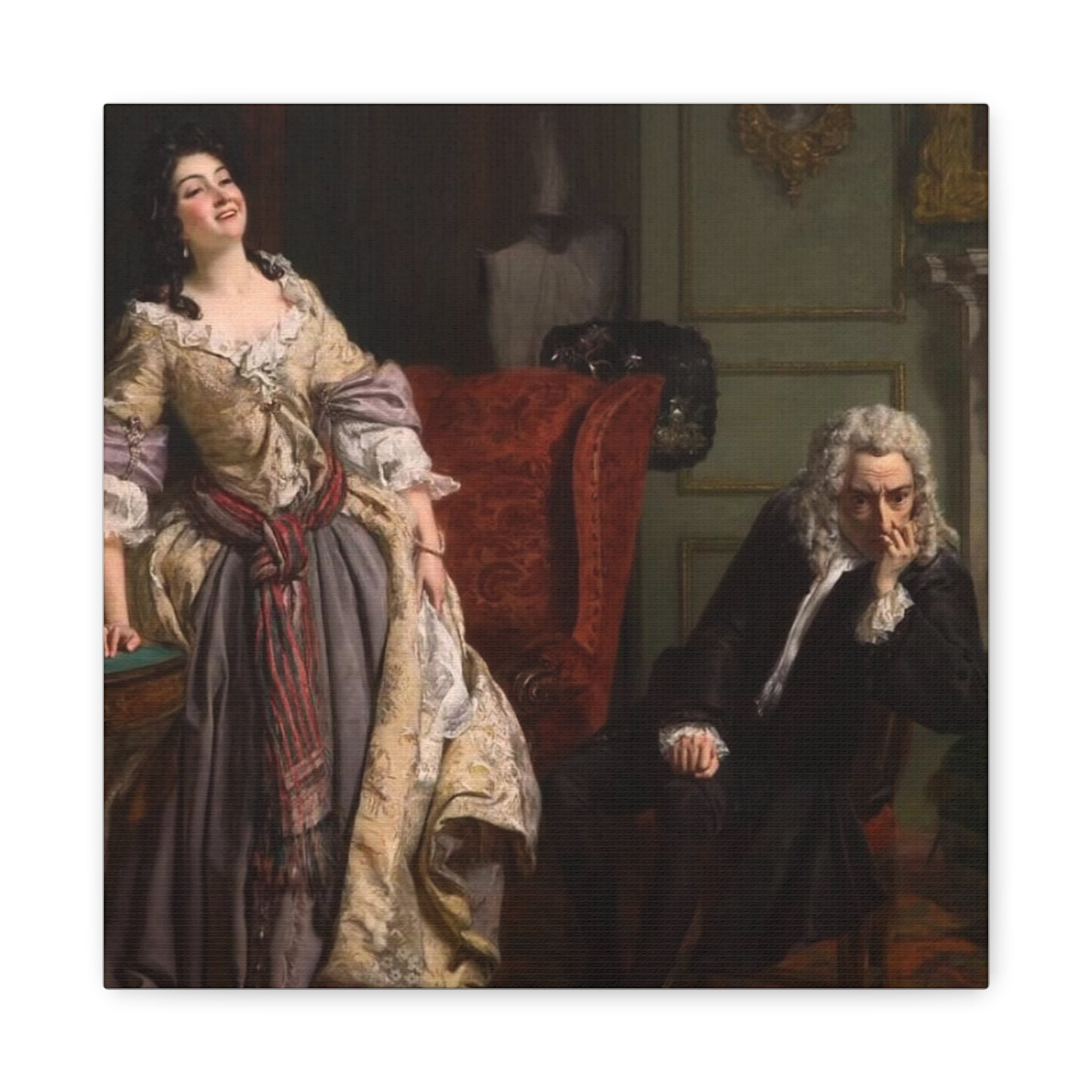 Stretched Matte Canvas Print — Romantic 18th-Century Salon Painting