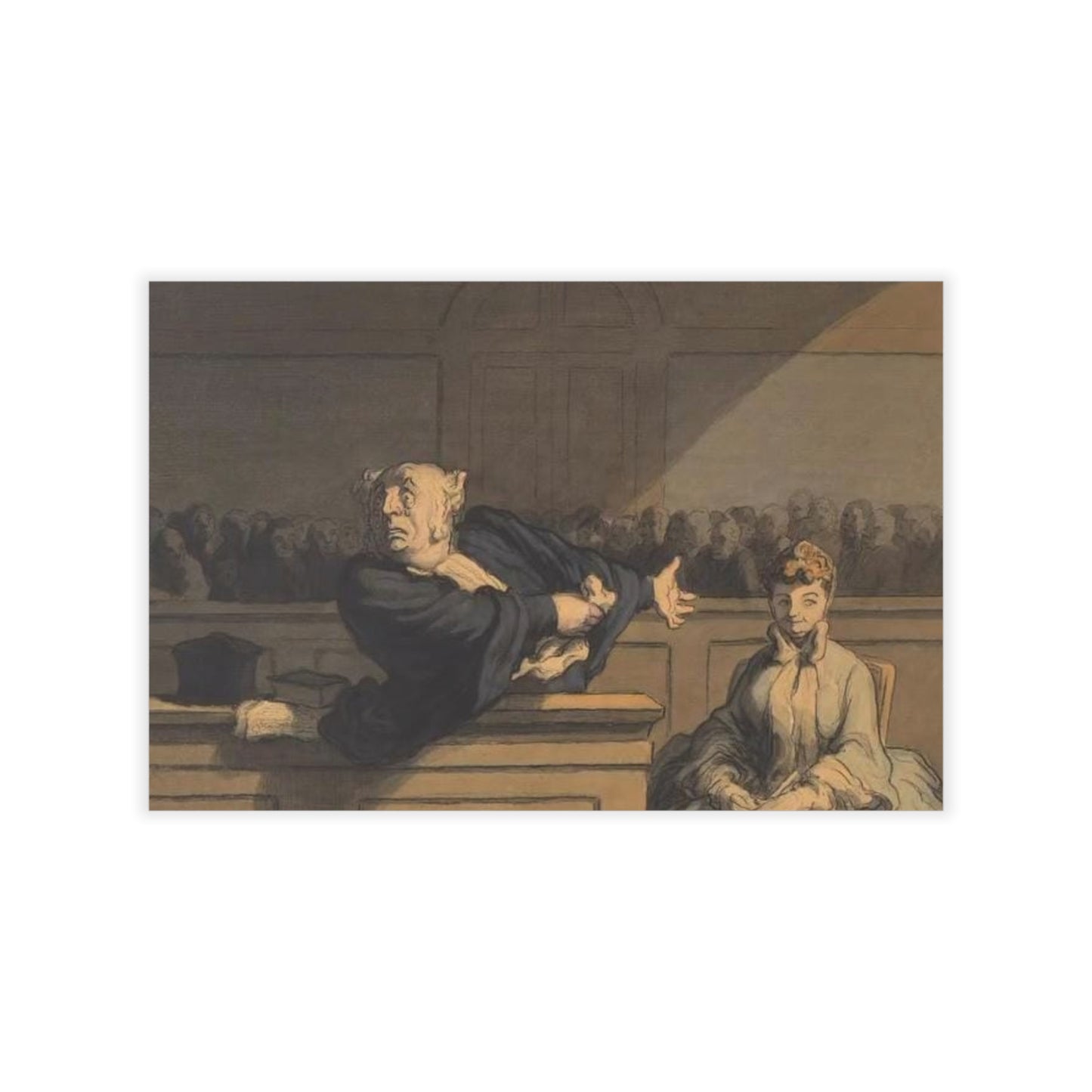 Courtroom Drama Wall Decal — Vintage Legal Art Print