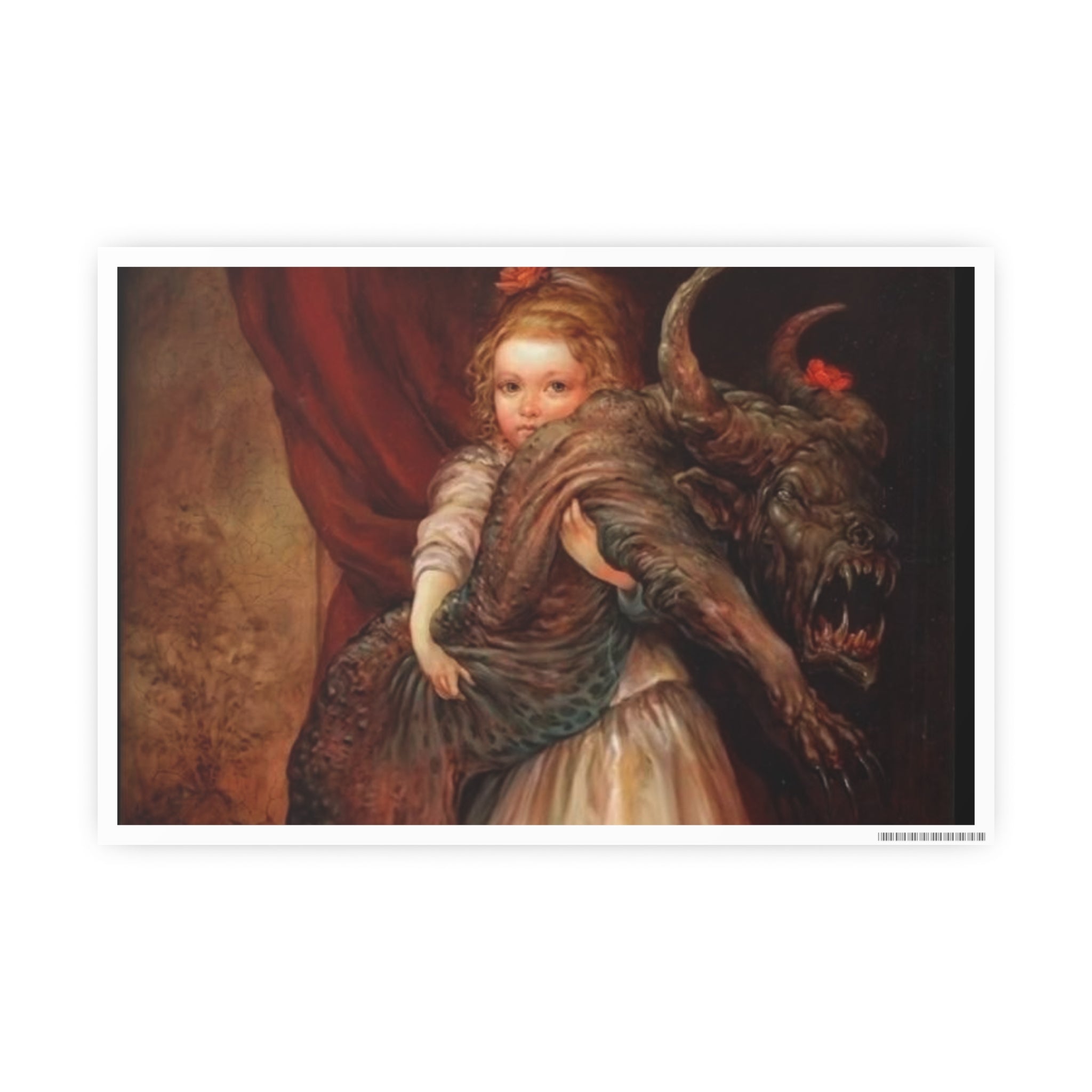 Vintage Fairy Tale Art Poster — Little Girl with Beast Illustration (Photo Art Paper)