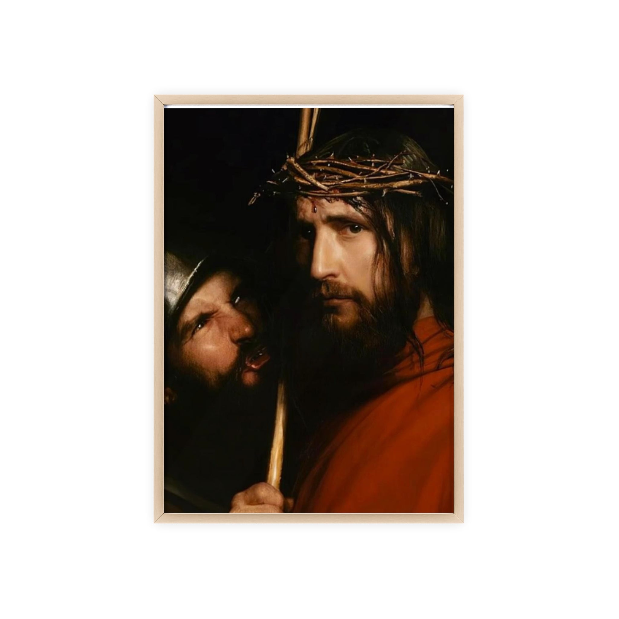 Framed Religious Art Poster — Jesus with Crown of Thorns Wall Print