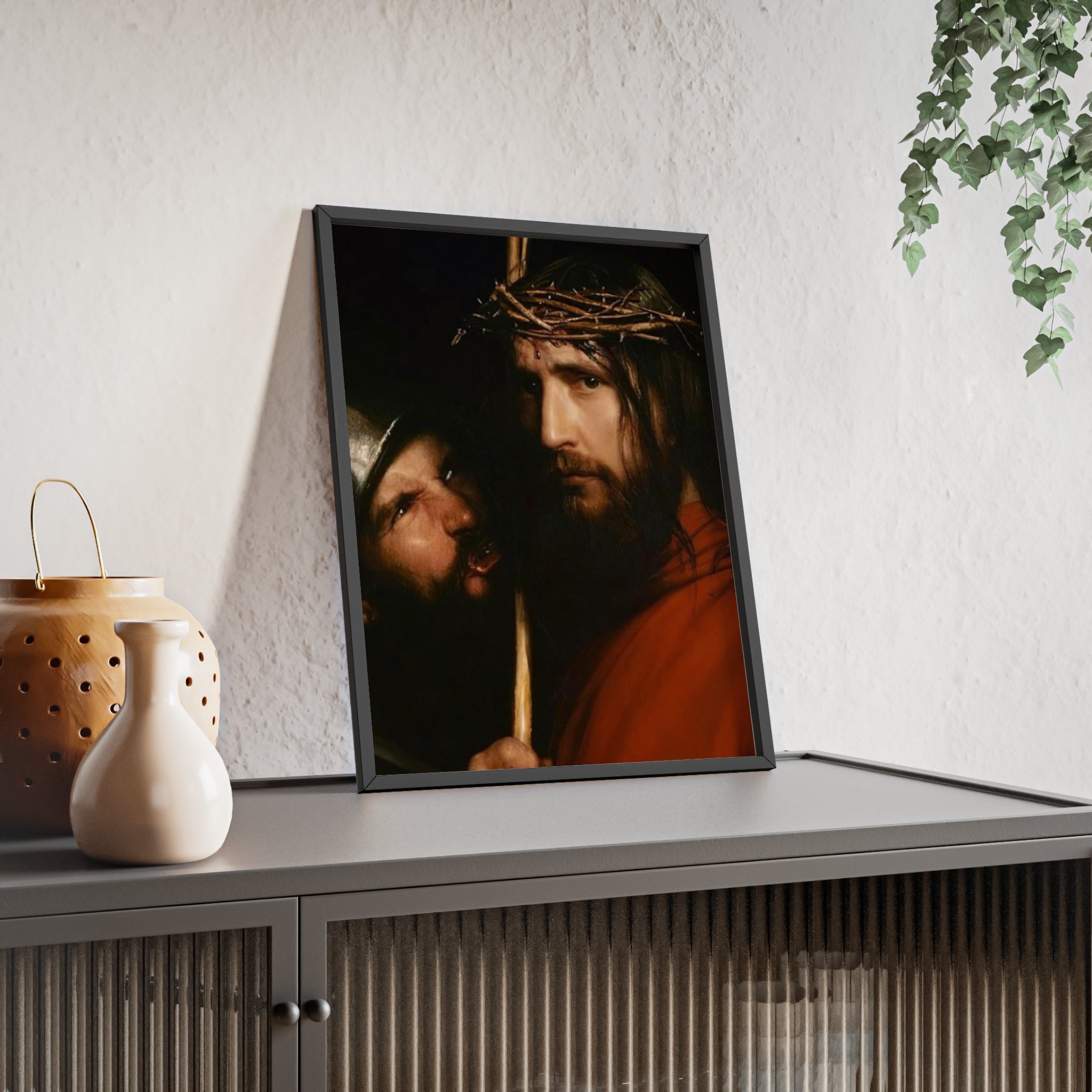 Framed Religious Art Poster — Jesus with Crown of Thorns Wall Print