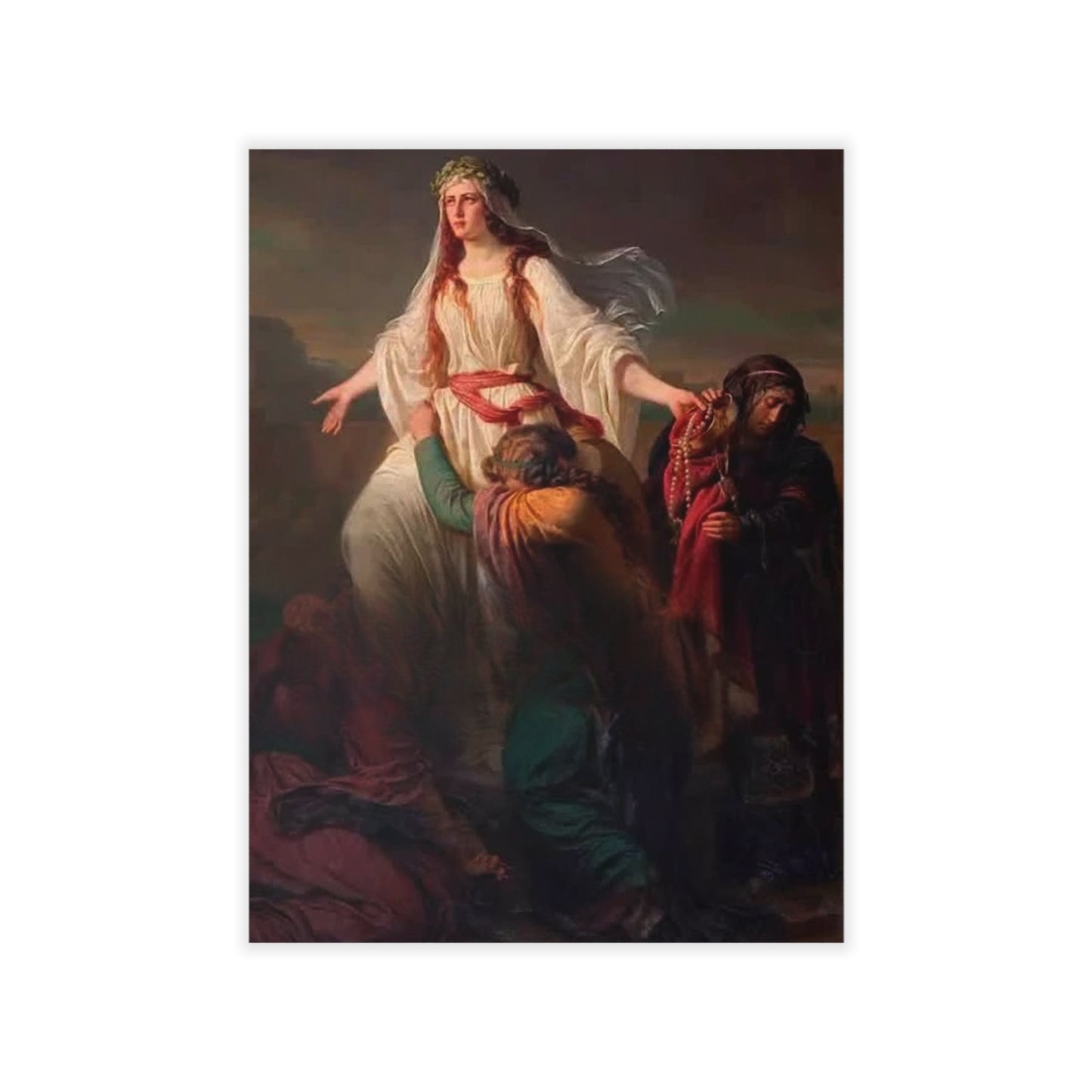 Religious Art Wall Decal — Classic Madonna & Worshippers Painting