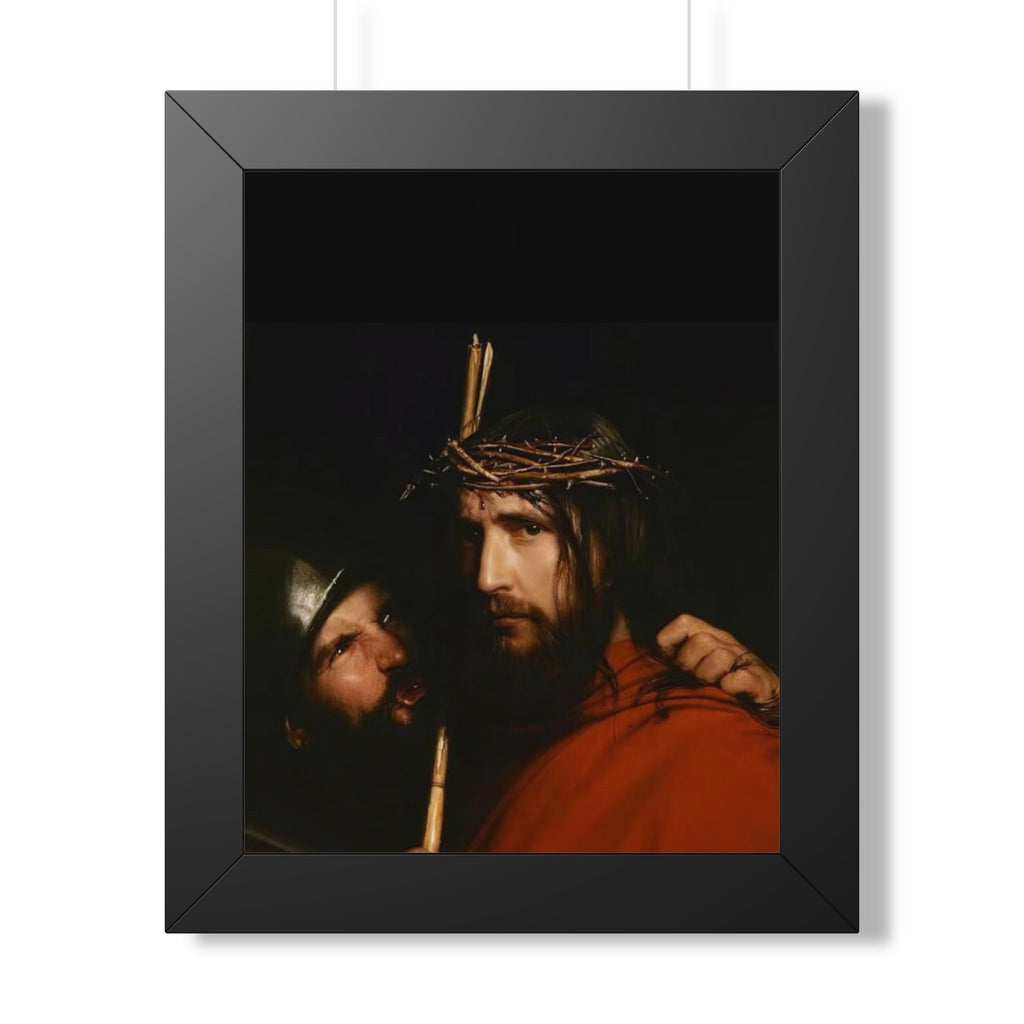 Framed Vertical Poster — Jesus with Crown of Thorns Religious Wall Art