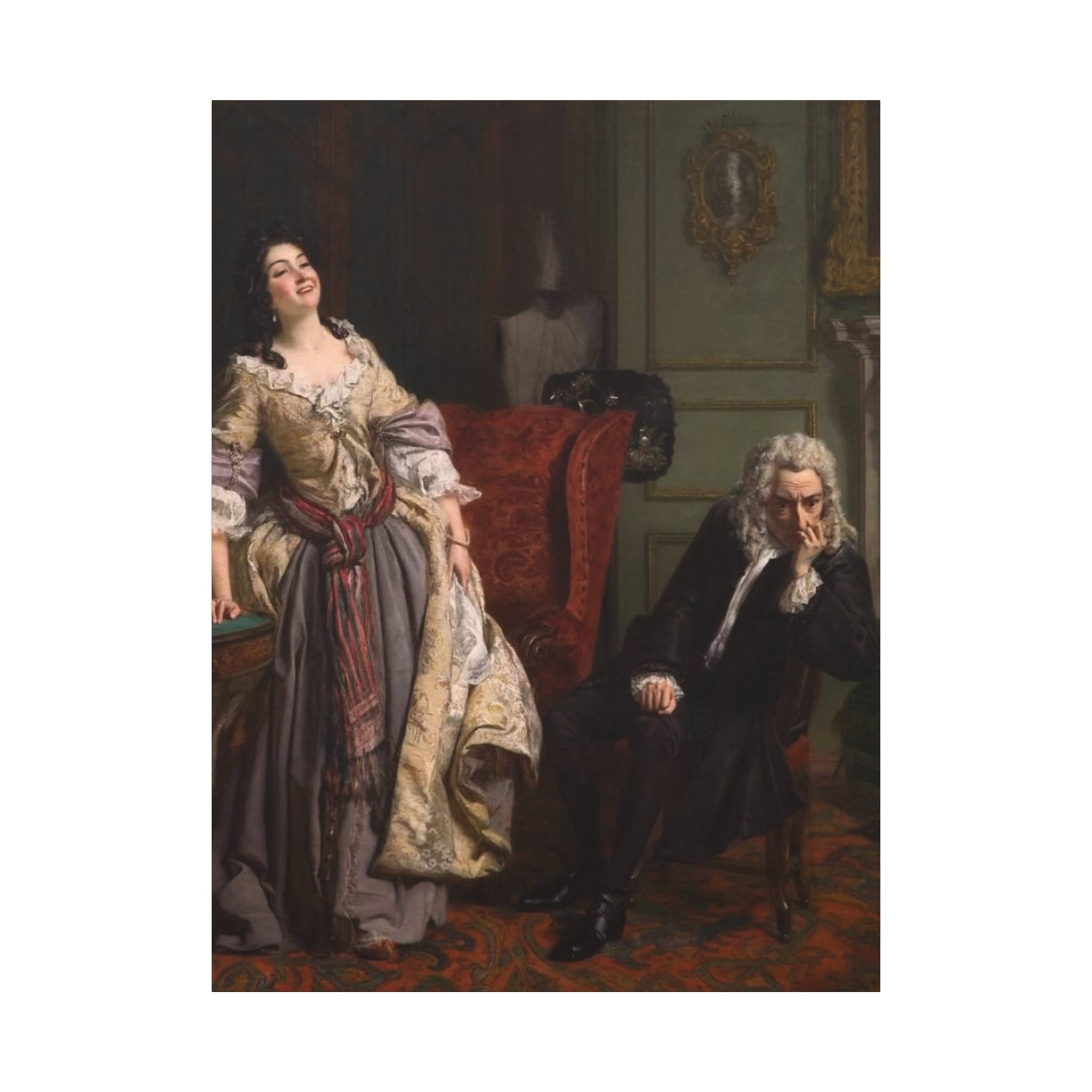 Stretched Matte Canvas Print — Romantic 18th-Century Salon Painting