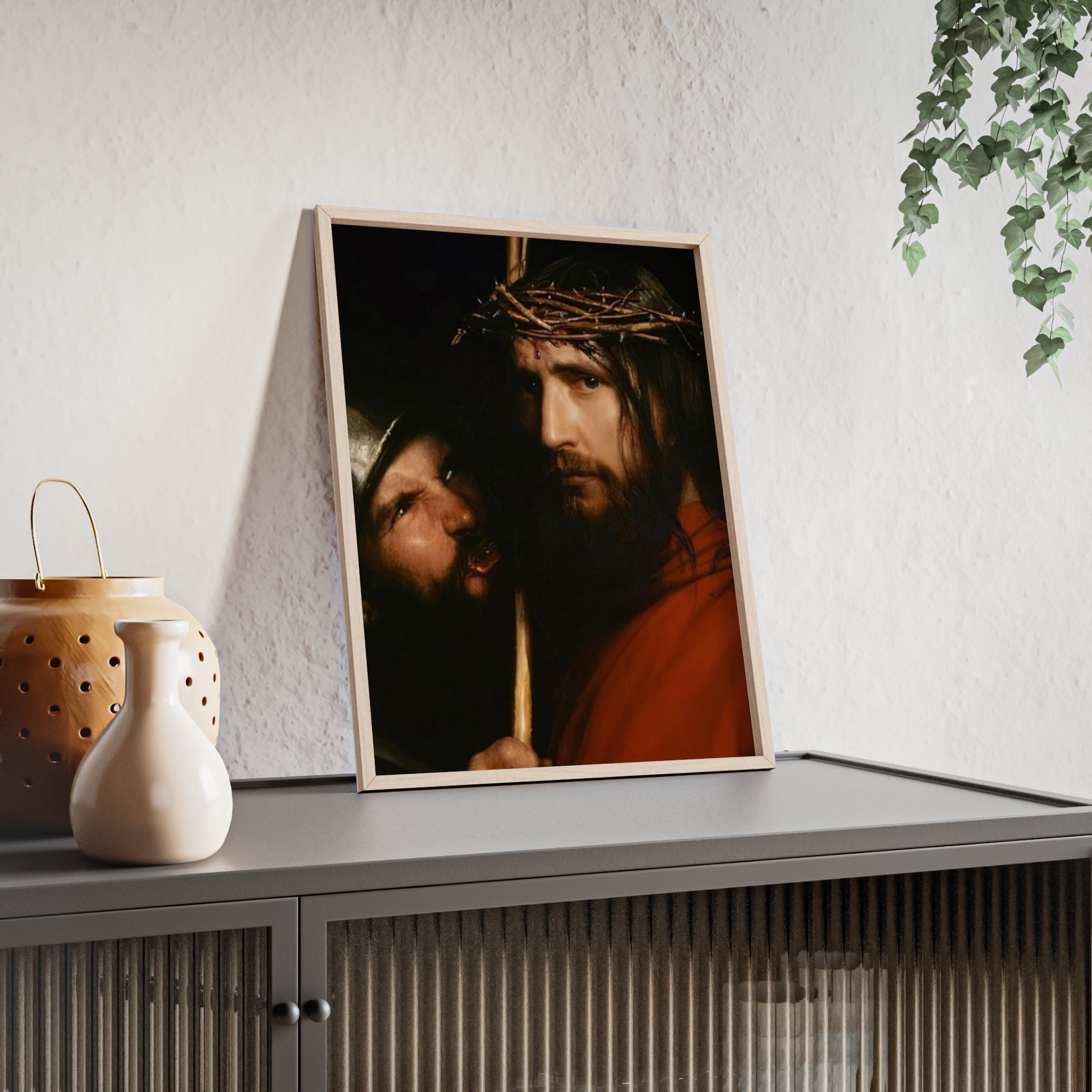 Framed Religious Art Poster — Jesus with Crown of Thorns Wall Print