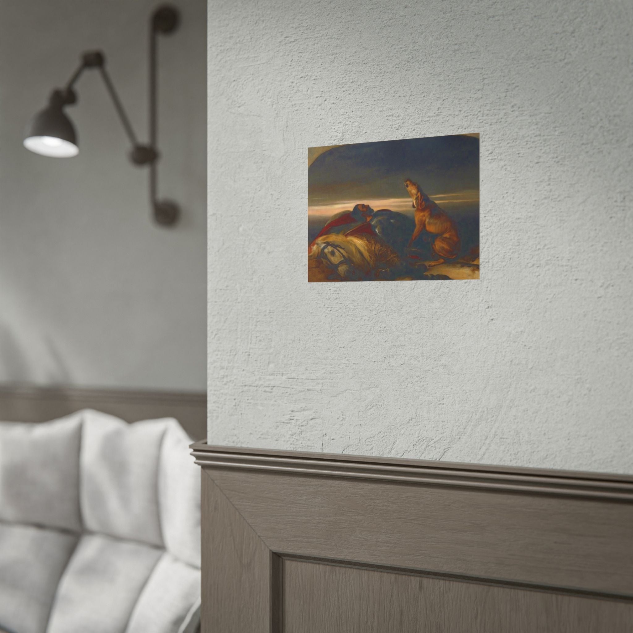 Rolled Poster — Classic Romantic Painting with Dog and Fallen Knight