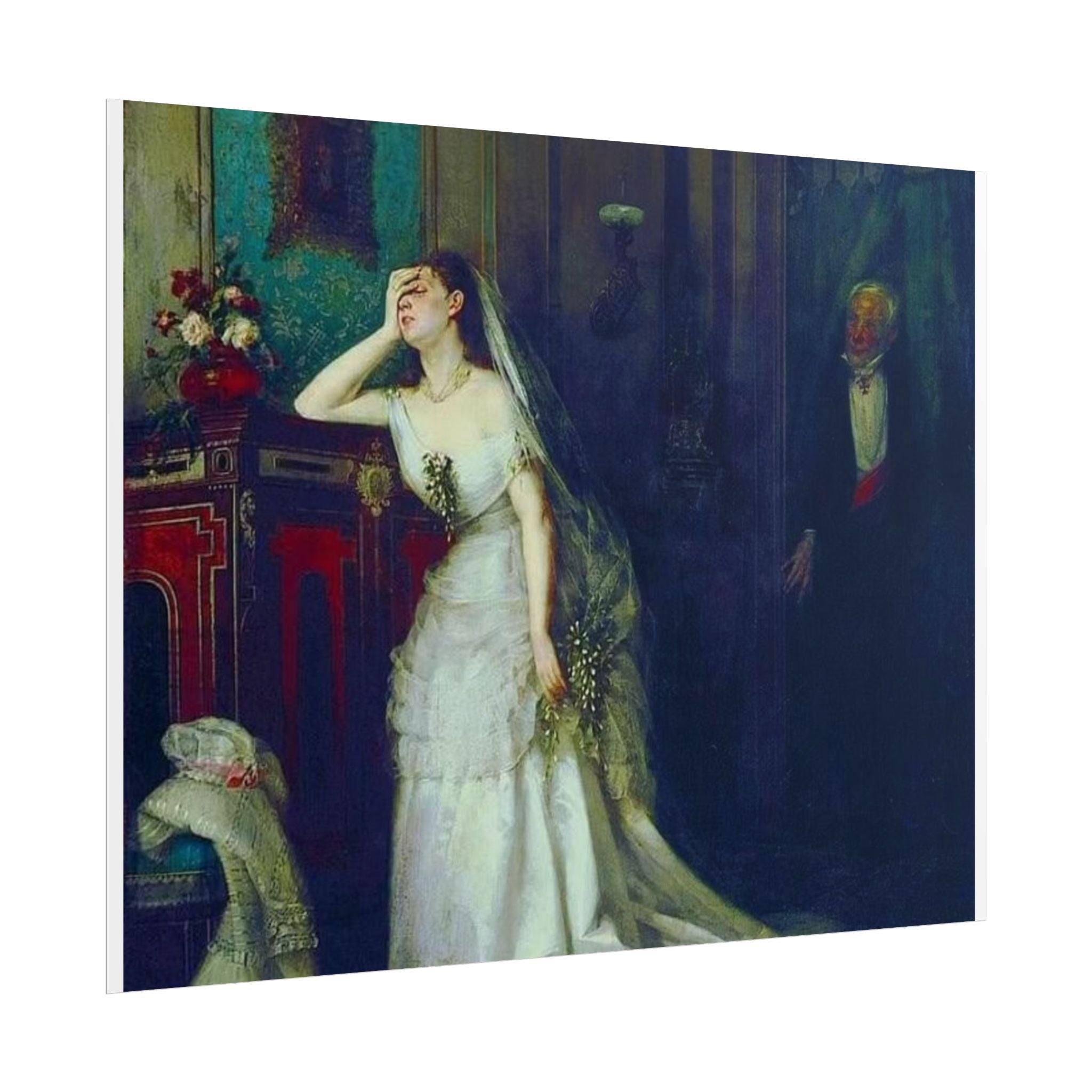 Victorian Bridal Painting Poster — Romantic 19th-Century Wedding Scene Wall Art (Rolled)